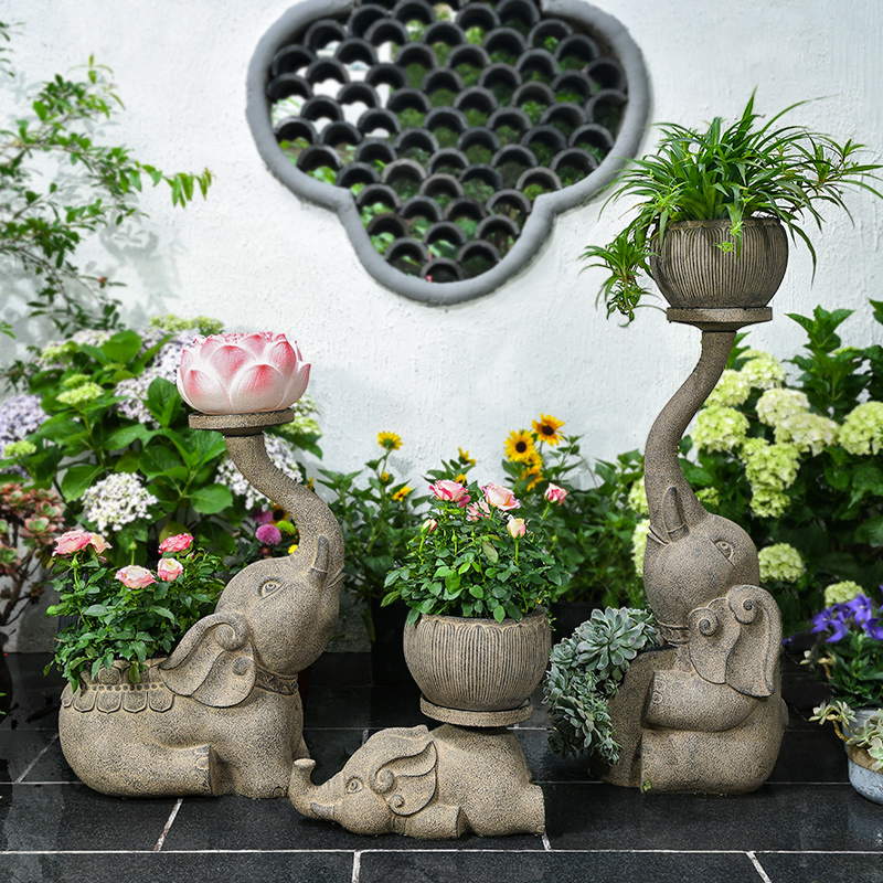 Outdoor Elephant Flower Pot Chinese-Style Courtyard Garden Villa Balcony Landscaping Decoration Landscape Bonsai Decorative Ornaments Outdoor Elephant Flower Pot Chinese-Style Courtyard Garden Villa Balcony Landscaping Decoration Landscape Bonsai Decorative Ornaments