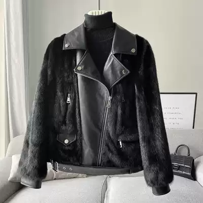 Mink coat female 2021 new young fashion fur mink little female mink whole mink female short motorcycle model