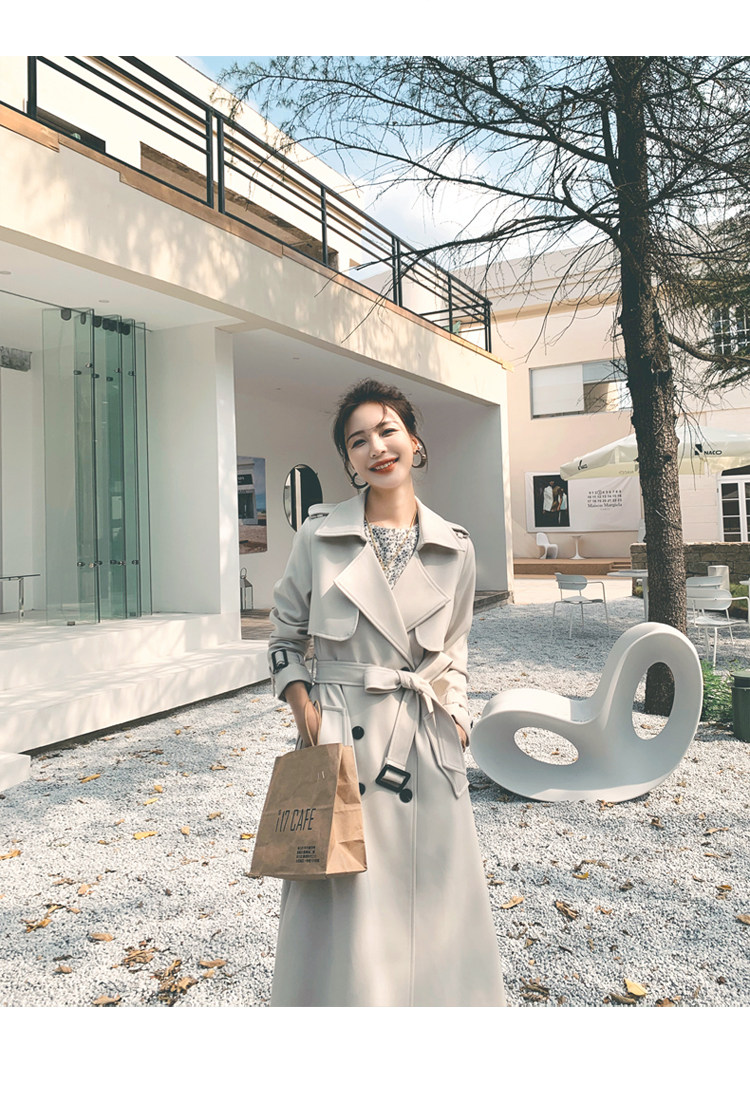 Women's Mid-length Trench Coat Elegant British Style For Petite_voghion.com