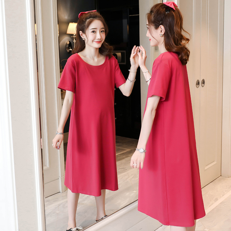 Pregnant woman dress in summer dress with long version of pregnancy clothes pure cotton loose large size Fashion Summer foreign dress Long dress