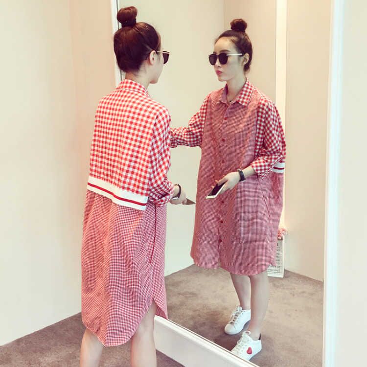 Pregnancy Woman Bottling Spicy Mother Personality Spring Autumn Style Long Dress Fashion style Minus Age Foreign Pie Polo Dress Pregnant Women Spring Dress