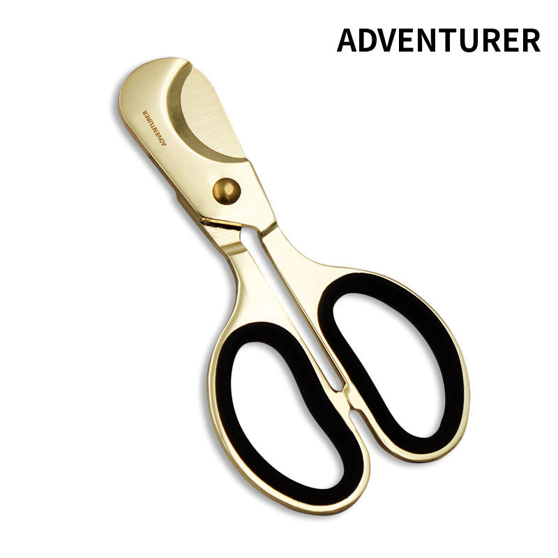 Stainless steel gold plated all steel metal anti-wear cigar scissors handle type cigar cutter cigar cutter cigar tongs