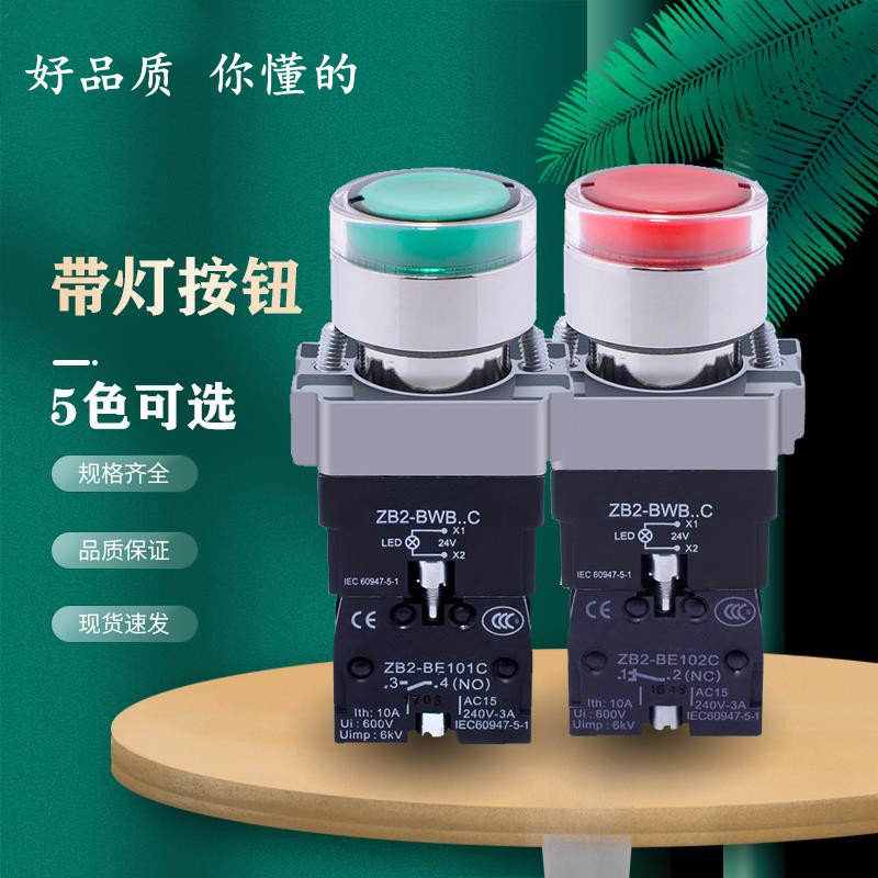 New illuminated push switch XB2BW33B1C 24V Green Red XB2BW33M1C Light switch 220V