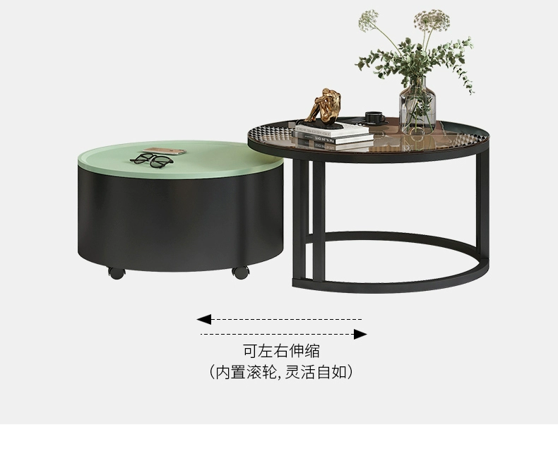 bàn ăn gỗ tự nhiên Bắc Âu Bàn Bàn Phòng Khách Hộ Gia Đình Căn Hộ Nhỏ Đơn Giản Hiện Đại Ánh Sáng Sang Trọng Di Động Có Thể Thu Vào Kết Hợp Bàn Cà Phê Thủy Tinh Tròn bàn gỗ dài
