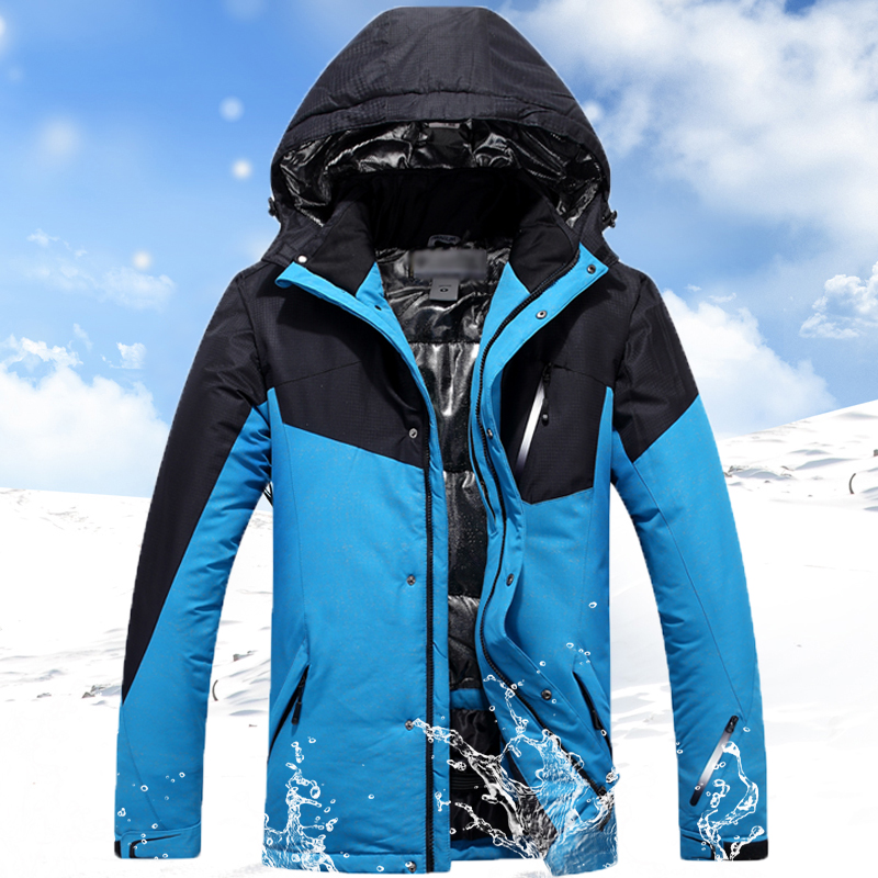 Winter outdoor ski suit men's Korean fashion color-blocking jacket men's thickened warm windproof waterproof ski suit