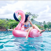 New rose gold flamingo swimming ring water inflatable bed adult Mount floating bed beach resort floating cushion