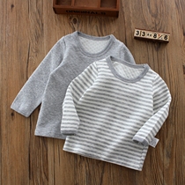 Two pieces of childrens cotton thermal underwear top double autumn clothes air layer men and women baby Autumn Winter long sleeved pajamas