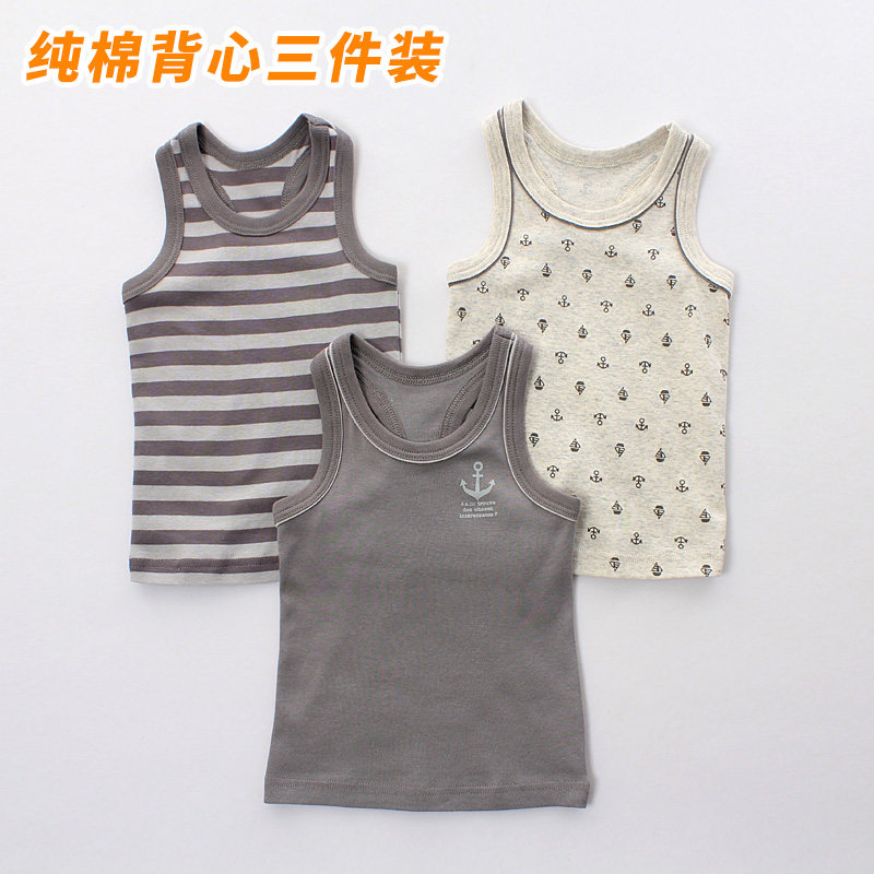 Children's pure cotton boy artificial character cross-bar vest CUHK children's underwear day series baby sleeveless T-shirt undercoat