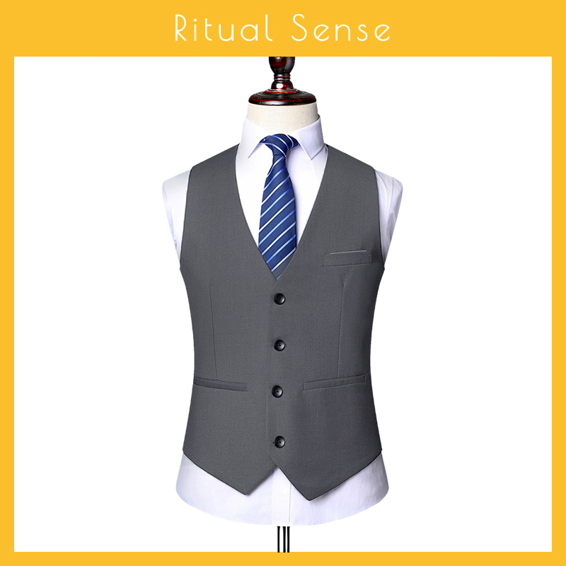Free Tie! Business Professional Suit Vest for Men, Casual Suit Shirt Vest, Work Vest, Groomsmen Outfit
