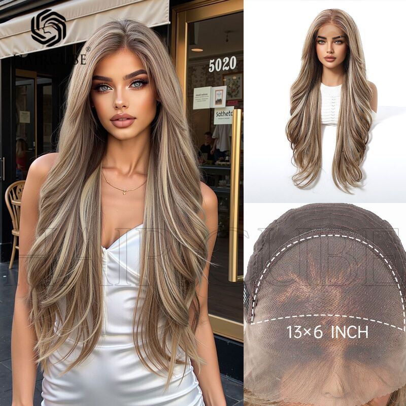 13X6 Front Lace Brown Long Curly Wigs