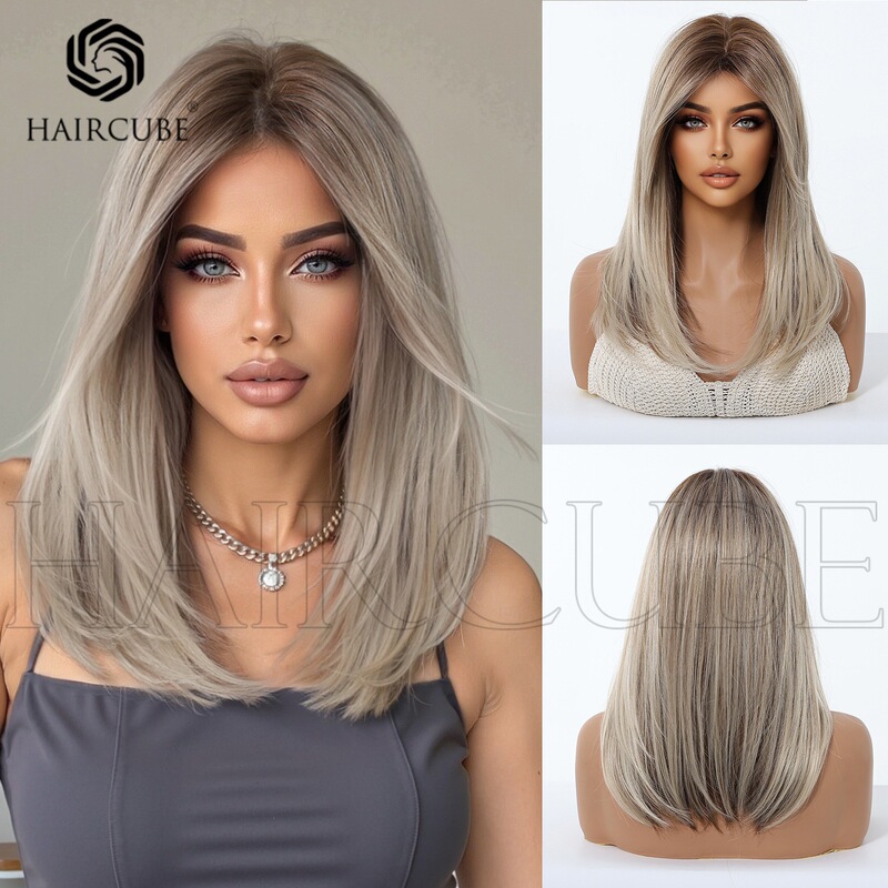 Gradient Brown Short Straight Wigs