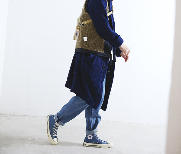 C (1s) I 18AW PILE FLEECE LONG WINDCOAT xu hướng áo choàng mềm và đơn giản áo gió phản quang