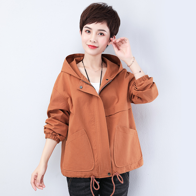 Short Coat for Women, Spring and Autumn, Middle-Aged Mom, Thin Jacket, Petite, Middle-Aged and Elderly, Short Trench Coat, Plus Size, Loose Top, Outerwear