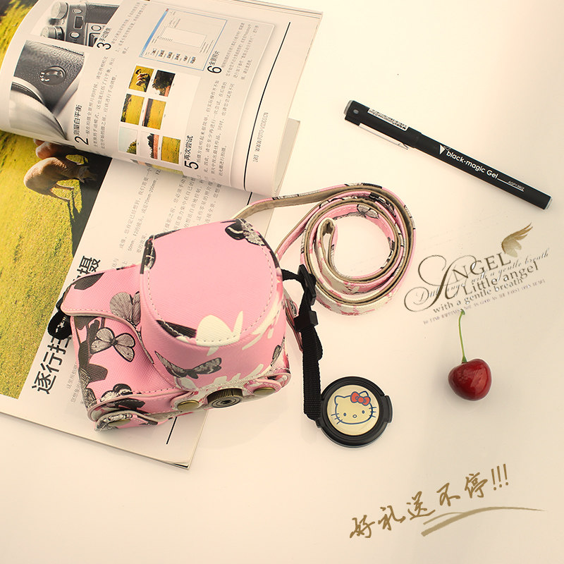 Sony micro single eye camera ILCE-6300L a6000 5100 5000 NEX6 3N color butterfly pattern leather set camera bag