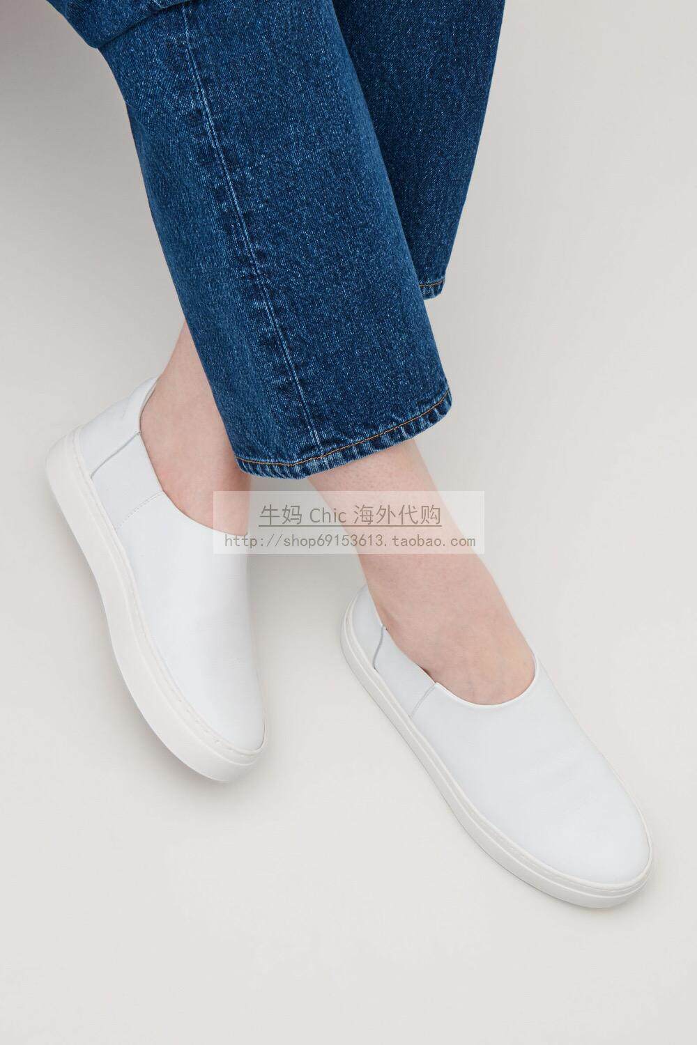 nmchic spot 36 COS Slip-on Leather Sneaker simple sheepskin lazy shoes white