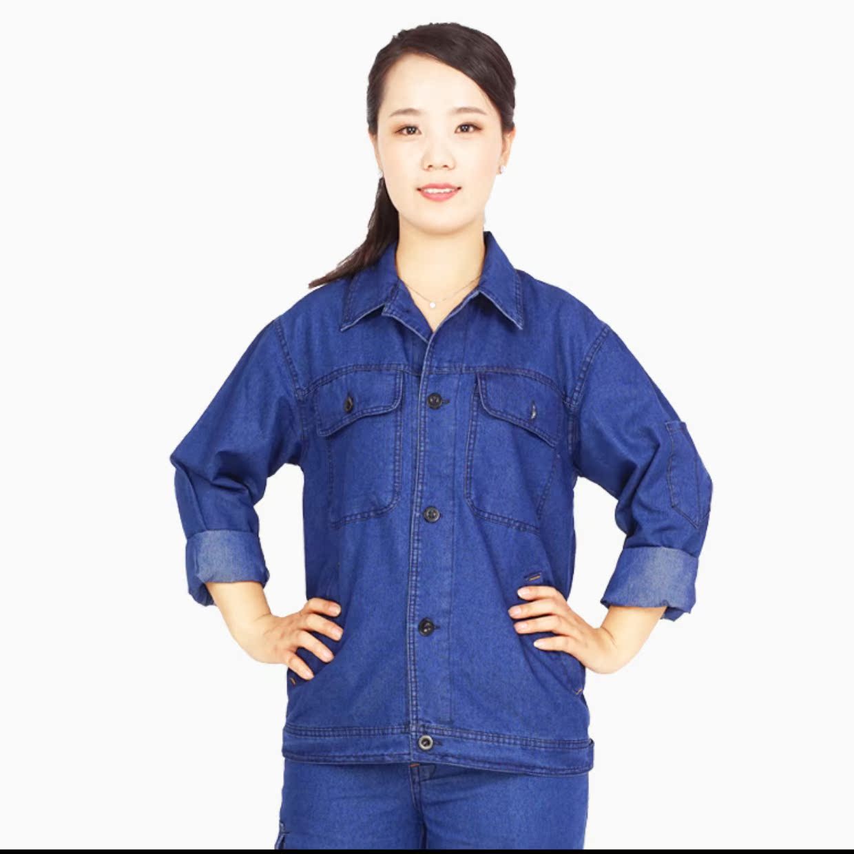 Quần yếm denim mùa hè phù hợp với quần áo cotton nam hàn mỏng bảo hộ lao động quần áo bảo hiểm lao động đồ bộ nam trung niên