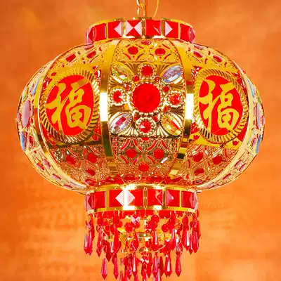 Festive big red five blessings lantern hanging kerosene lamp Housewarming Chinese balcony lantern Chandelier Rotating lantern