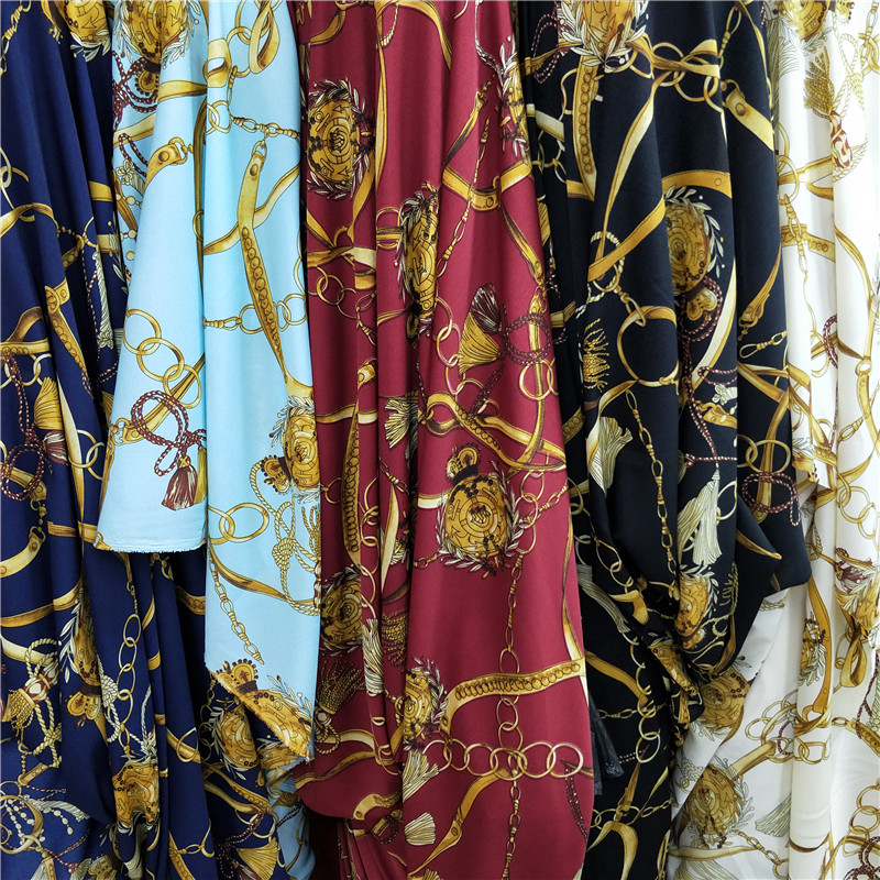 Cổ điển retro in chuỗi voan Bingtan vải sợi dày phong cách châu Âu vải váy dơi phù hợp với Rouran - Vải vải tự làm vải cotton poly