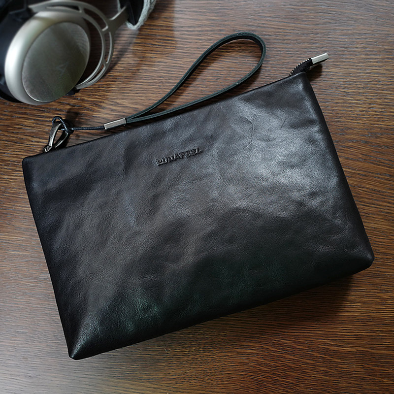 Hand Grip Bag Men Genuine Leather Handbag Large Capacity Envelope Handbag Hand Grab Bag Retro Soft Head Layer Cow Leather Tide Business Casual