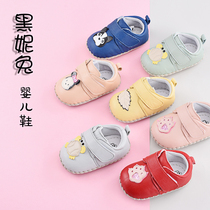 Black Ni rabbit 2019 new men and women baby shoes leather baby shoes sheepskin spring single shoes cartoon preschool shoes step forward