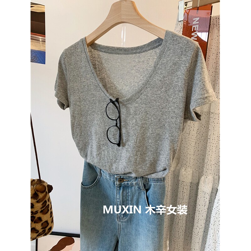 Plus-Size Women's Basic Solid Color Round Neck Short-Sleeve T-Shirt, New Summer Style, Loose Fit, Slimming Casual Top Tee