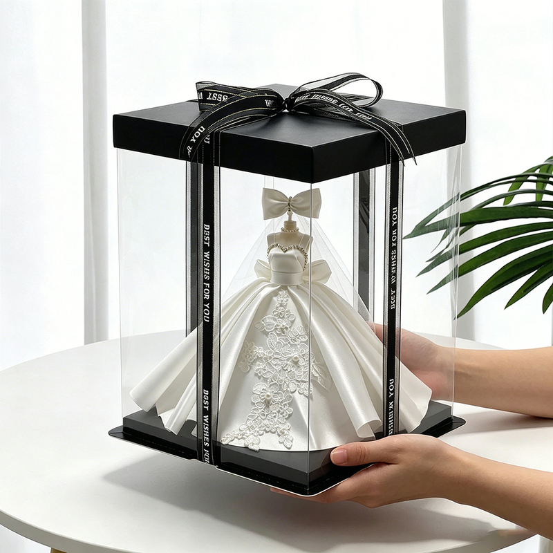 Handmade Romantic Chinese Valentine's Day High-End Wedding Dress Ornaments and Gifts, Wedding Dress Model Gift Box Set for Best Friend's Wedding