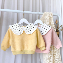 Girls plus velvet jacket foreign atmosphere wear Girls doll shirt baby lapels base shirt children in winter thick clothes