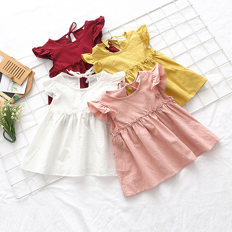 Baby girl summer dress skirt Western style baby short-sleeved T-shirt cotton baby shirt bottoming skirt sleeveless girls dress