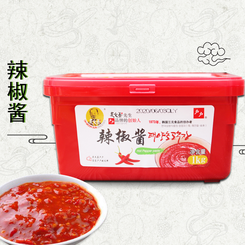 Wu Wenshan's family chili sauce 1kg South Korean stone pan mixed with fried rice cake sweet and hot sauce hot pot Korean style hot sauce