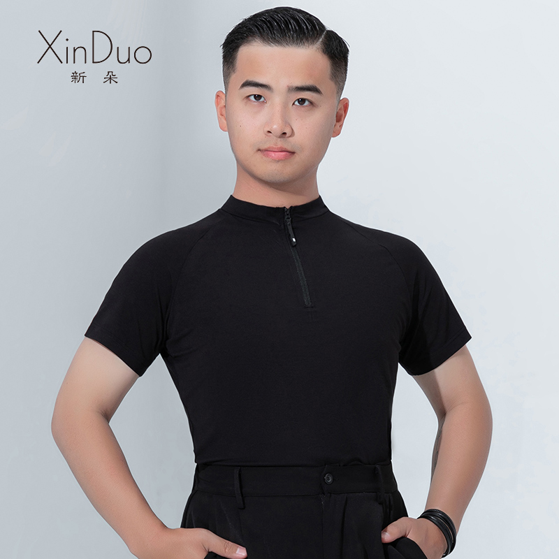 Morden Dance Suit National Mark Dance Social Dance Practice Blouses Men's Summer New Laklace Short Sleeve Performance Suit Latin dance suit