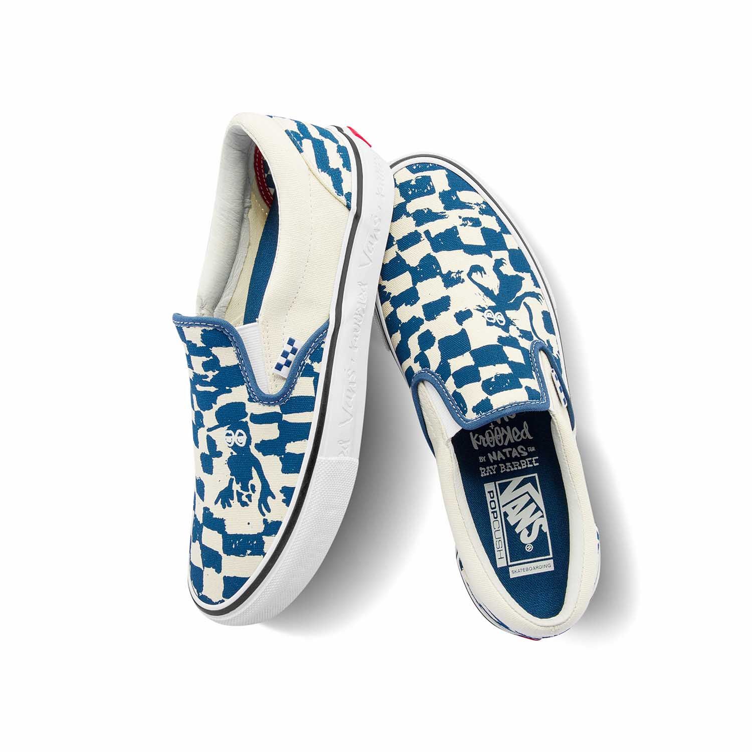 Vans Skateboarding Shoes Abrasion-resistant Shock-absorbing skate Slip-on Blue Chessboard Plaid Pro 1985 Skateboard