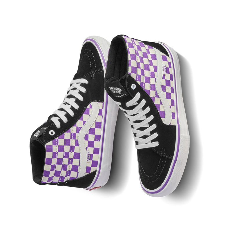 SK8-HI PRO high cylinder blue red plaid sliding board shoes VN0A45JDVG8 1985 skateboard