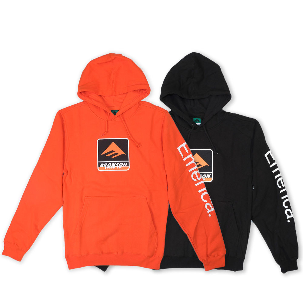 EMERICA skateboarding BRONSON joint section Orange black logo hat-shirt round collar 1985 skateboard