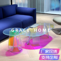 2021 new tea table light luxury modern high-end design sofa side table net red glass corner table small size balcony