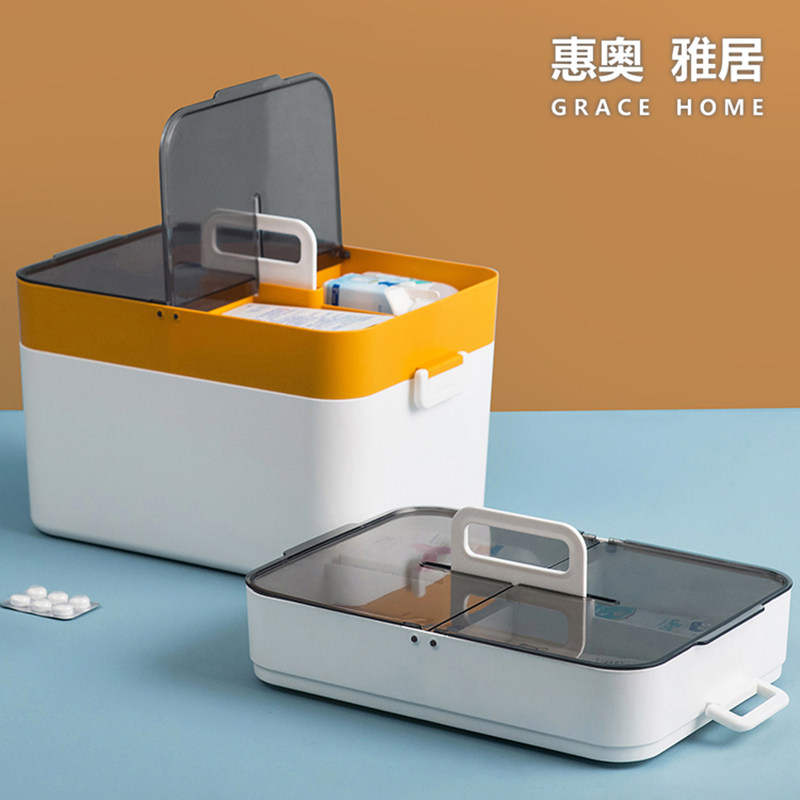 Medicine Box Home Medical Box Home Health Care Box Small Online Red Medicine Box Cute Drug Containing Box Multilayer Big-Taobao