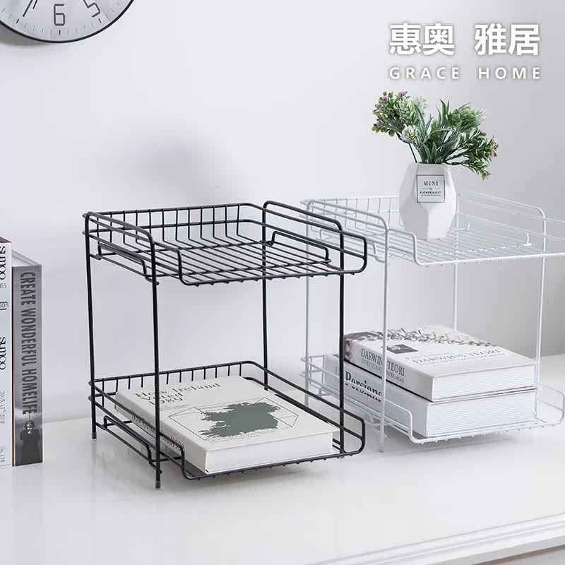 Snack rack net red ins style university dormitory book desktop rack Nordic style two-story washstand storage rack