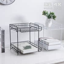 Snack rack net celebrity ins wind university dormitory book desktop rack Nordic style two-story washstand storage rack