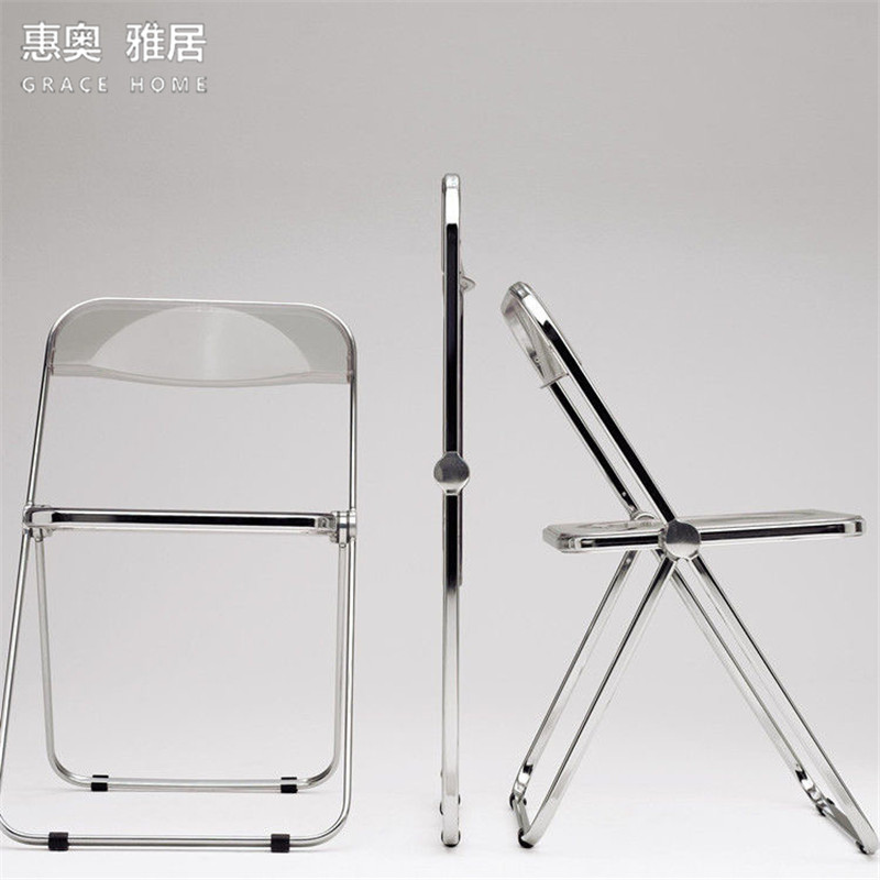 Nordic style chair female bedroom foldable net red acrylic fairy dressing table stool light luxury high-end dining chair