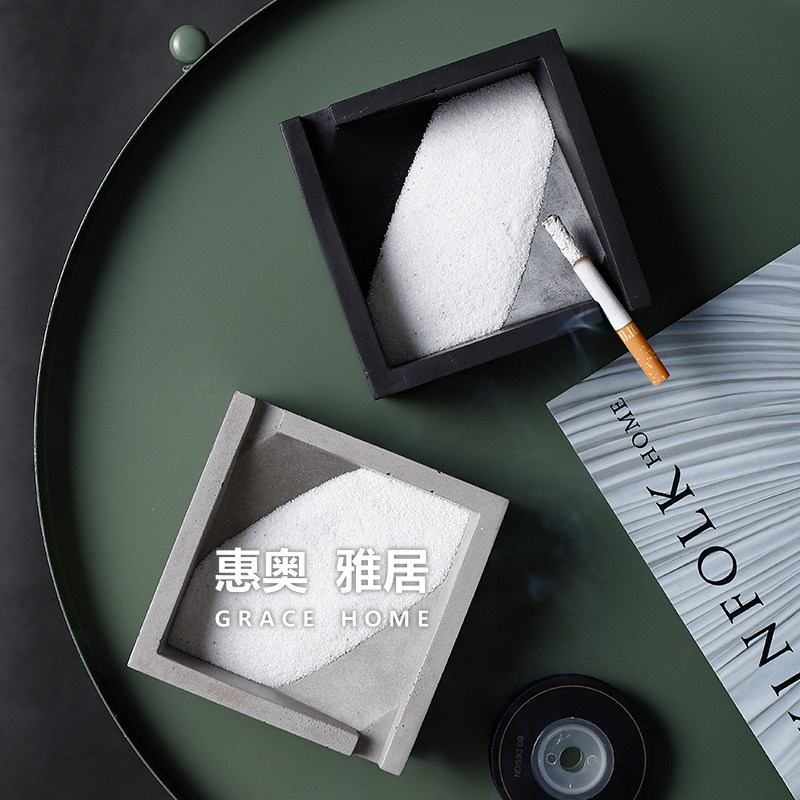 Day-style Ashtray Atmosphere Nordic cement Tobacco Ashtray Ins-in-Living Room Big Idea Light Extravagant Ashtray Trumpet