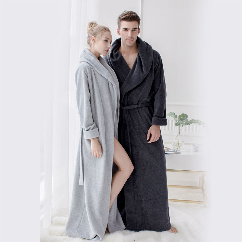 Seven-Layer Undyed Nordic Style Unisex Couple's Extra-Long Large Size Bathrobe, Long Winter Bathrobe, Sleepwear, Loungewear