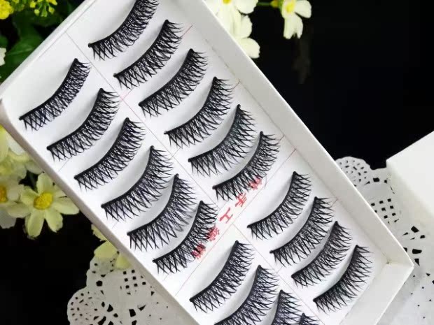 Mí mắt đơn 10 cặp lông mi giả dày chéo sân khấu lộn xộn trang điểm hộp đêm catwalk cứng cuống rộng mi giả 5d