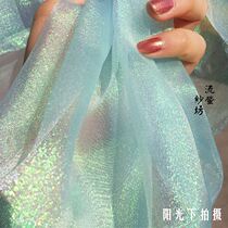 High density mermaid Indian yarn gold onion fabric flashing starry sky colorful yarn fabric wedding dance clothing decorative mesh yarn