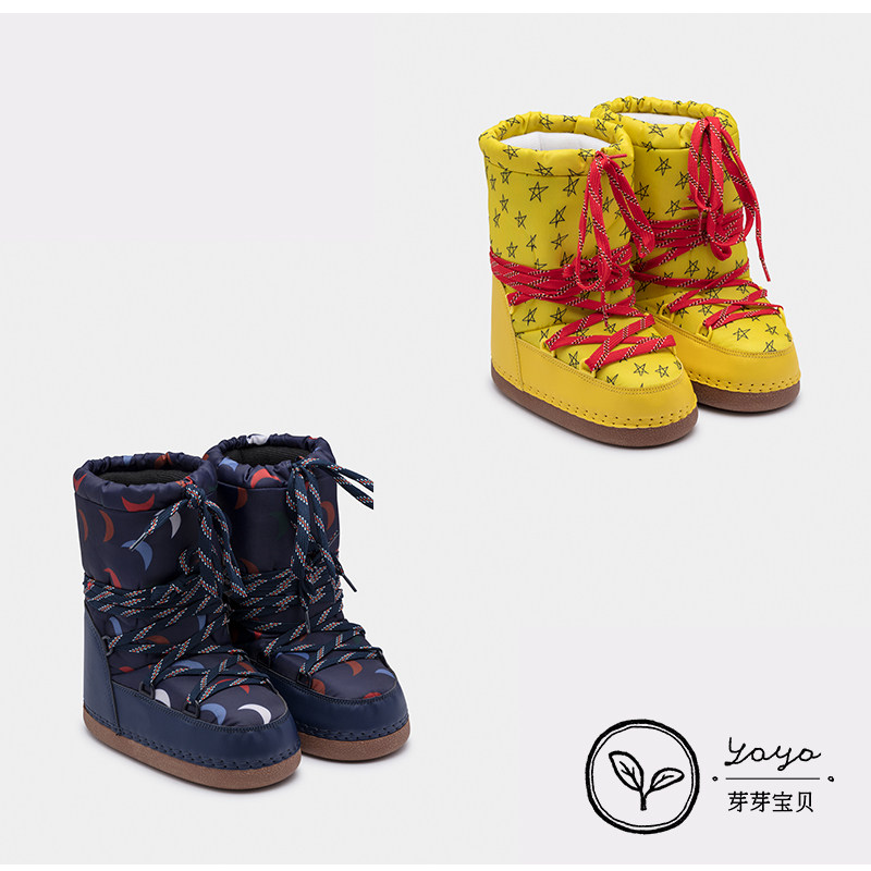 99 No Withdrawal Bud Bud Baby BOBO BOBO CHOSES 19AW MALE AND FEMALE CHILD PRINTED THICKENED WARM MEDIUM DRUM BOOTS