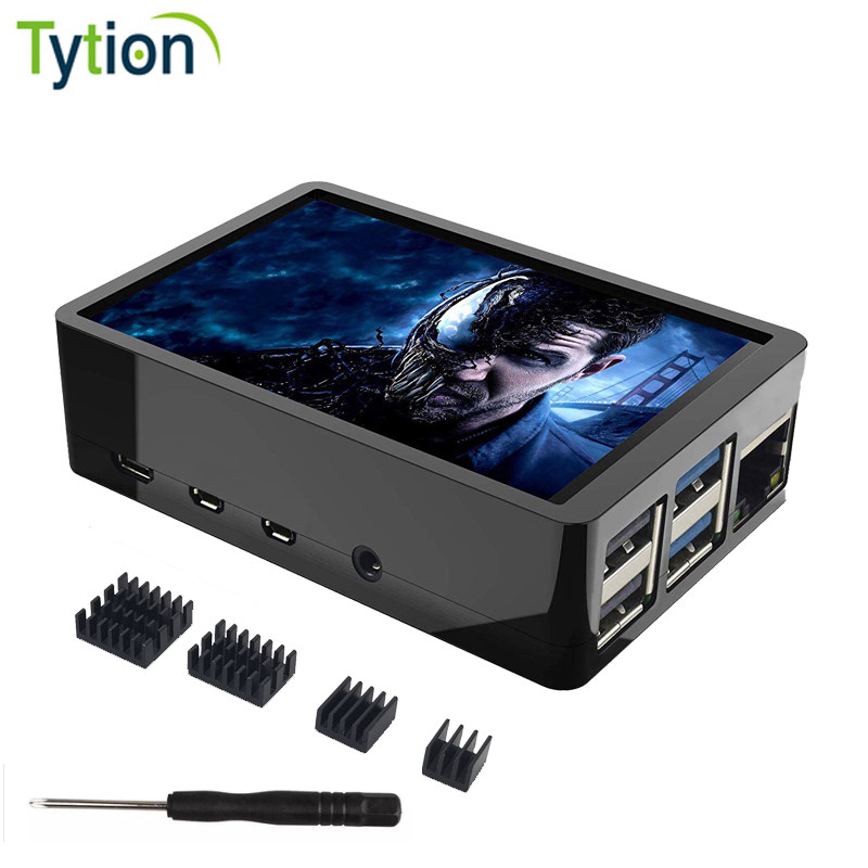 Raspberry Pi 4B 3B 3 5 inch touch display shell can be installed cooling fan chassis ABS box