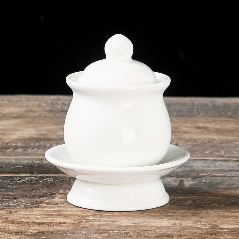 Solid Color White Plain White Water Cup Holy Water Cup Water Container Ceramic Porcelain