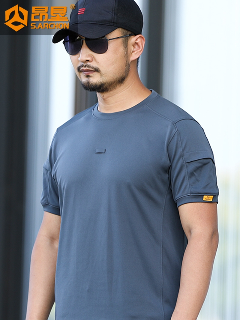 Angken tactical summer quick-drying T-shirt men's outdoor sports round neck short-sleeved special forces army fans half-sleeved quick-drying clothes