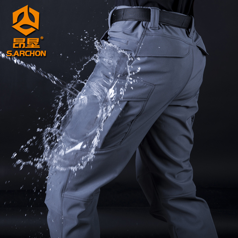 Outdoor Soft Shell Pants Men plus thick wind and waterproof spring anti-cold pants skier climbing trousers