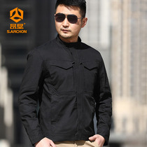 Tactical jacket mens outdoor windproof waterproof and wear-resistant multi-pocket work jacket hiking fishing and mountaineering clothing