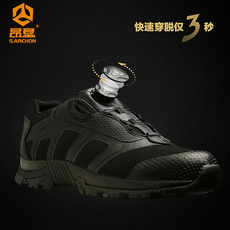 Angken spring and autumn low-top combat boots men's special forces non-slip breathable wear-resistant tactical boots shoes for training outdoor hiking shoes