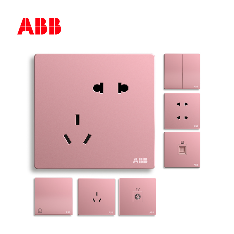 ABB New Pint Switch Socket Valentine's Day Kriter Pink Panel Socket 86 Type Opening Five Holes Home Switch